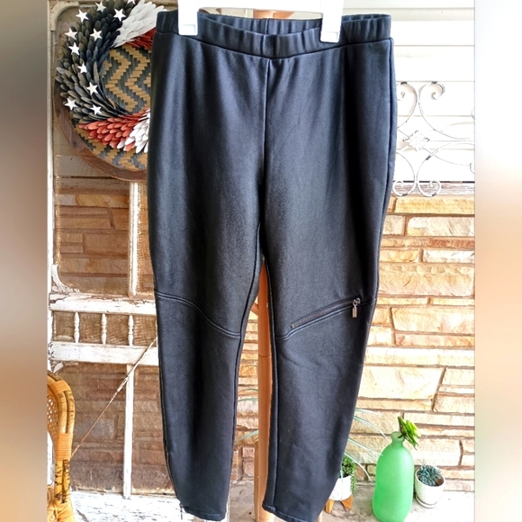Joseph Ribkoff Pants - Joseph Ribkoff Black Faux Leather Pants with Zipper Detail_Fleece Inside_10
